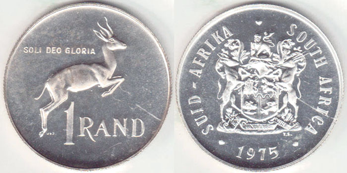 1975 South Africa silver 1 Rand A001904